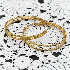 Vintage Hoop Earrings Gold Tone Bead Look